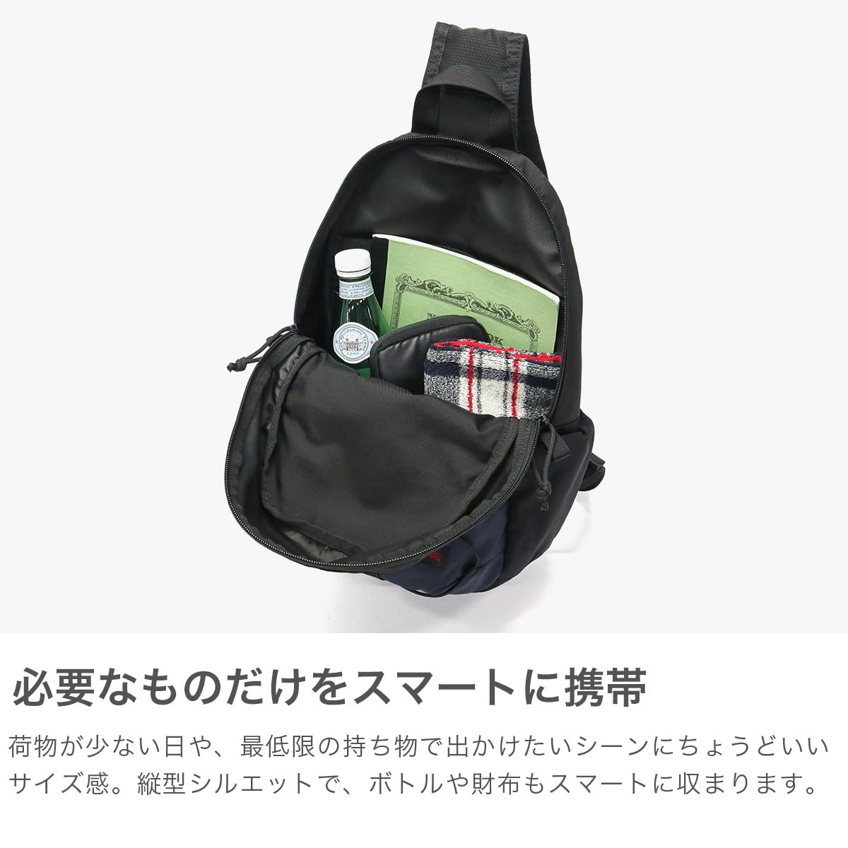 Briefing BRA251L34 Men's One Shoulder Bag, Sling, Black x Olive, One Size