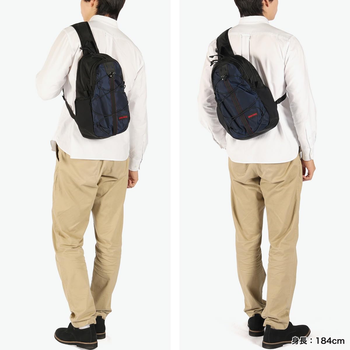 Briefing BRA251L34 Men's One Shoulder Bag, Sling, Black x Navy, One Size